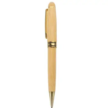 Бамбуковая ручка 1шт Шариковая ручка из бамбукового дерева с пулевидным наконечником Шариковая ручка для деловой подписи Канцелярские принадлежности для офиса и школы