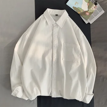 Весенне-осенние хлопковые Белые рубашки, мужские рубашки с длинным рукавом, Черные Элегантные рубашки для мужчин