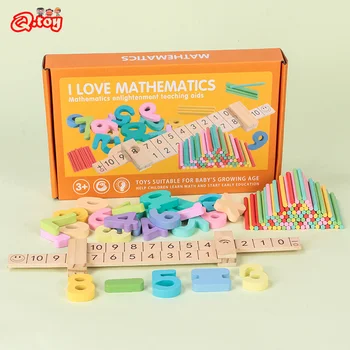 Детская деревянная математическая игрушка 1-10 Сложение Вычитание Обучающая линейка для счета палочек Набор развивающих игрушек Монтессори для детей