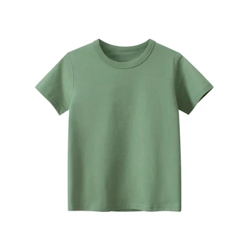 Детская однотонная футболка, повседневная футболка в спортивном стиле для мальчиков и девочек, хлопковая детская одежда с короткими рукавами