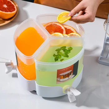 Диспенсер для напитков со льдом, оборудованный пластиковым прозрачным диспенсером для напитков в холодильнике, Контейнеры для сока с крышками для вечеринок