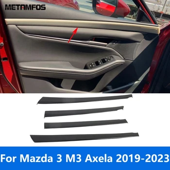 Для Mazda 3 M3 Axela 2019 2020 2021 2022 2023 Карбоновая Внутренняя Дверная Панель В Полоску С Отделкой Наклейкой Безель Аксессуары Для Стайлинга автомобилей