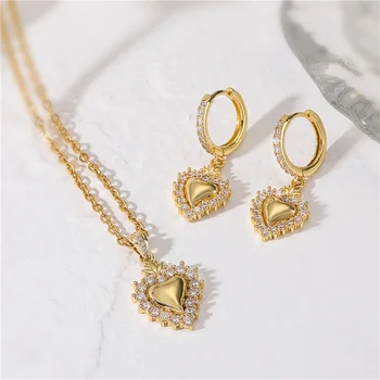 Женские ожерелья с подвесками HECHENG, Heart CZ Простой Универсальный подарок для женской вечеринки На каждый день