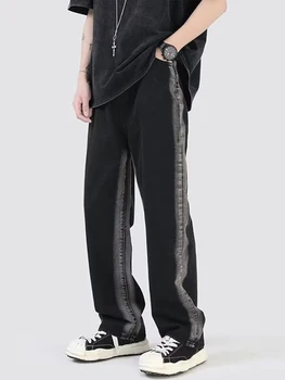 Классические американские винтажные джинсы для мужчин - Уличная одежда, Прямые брюки черного цвета, Мужские брюки Y2k Jeans, мужская одежда