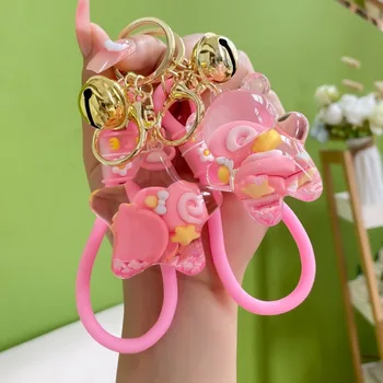 Креативный Мультяшный Розовый пончик в масле, Зыбучие пески, Милые подружки, Индивидуальное кольцо для ключей, Цепочка, рюкзак, Маленькая подвеска, Подарок Оптом