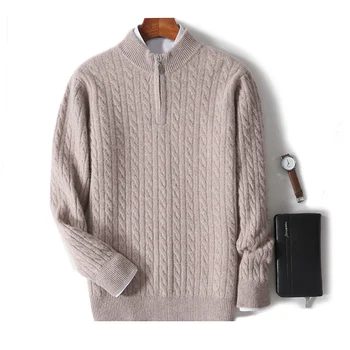 Лидер продаж, новинка, пуловер, мужской 100% шерстяной кашемировый свитер, высококачественный вязаный повседневный осенне-зимний мужской шерстяной топ