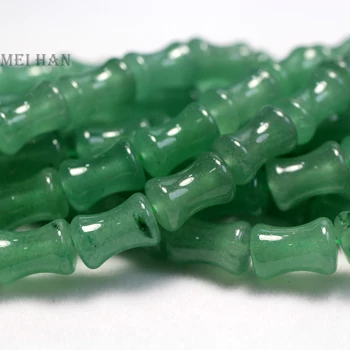 Мейхан Зеленый авантюрин Бамбуковая форма 8 *12 мм россыпь камней бусины для изготовления ювелирных изделий дизайн Сделай САМ