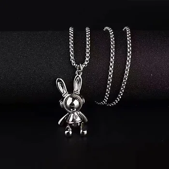 Модное ожерелье с подвеской в виде кролика для женщин и девочек, ожерелья с подвеской в виде головы кролика из нержавеющей стали, модные милые украшения в виде животных