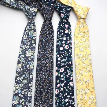 Модный мужской и женский повседневный галстук из хлопка с мелким рисунком в цветочек 6,5 см