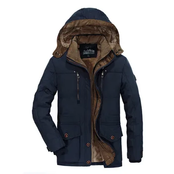Новая зимняя утолщенная мужская хлопчатобумажная куртка средней длины большого размера, плюшевая и теплая хлопчатобумажная куртка, мужское уличное холодное и теплое пальто