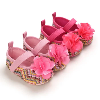 Новые повседневные туфли на хлопковой подошве с цветочным рисунком для девочек, парусиновая милая обувь