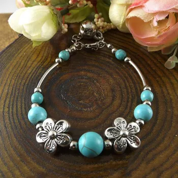 Новый винтажный браслет с бабочкой и черепахой, украшенный бисером, для женщин, модные Бирюзовые браслеты ручной работы, подарок для вечеринки