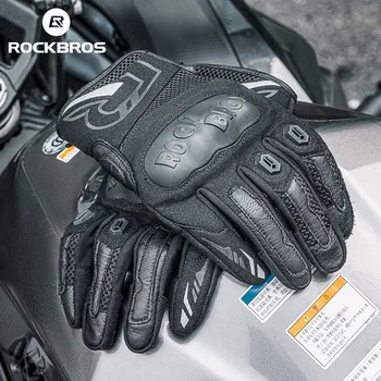 Официальные перчатки ROCKBROS, Дышащие Мотоциклетные Перчатки, Противоударные Велосипедные Мотоциклетные перчатки с сенсорным экраном, Аксессуары для велоспорта