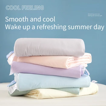 Охлаждающие одеяла, Гладкое стеганое одеяло с кондиционером, легкое летнее одеяло, приятная на ощупь прохлада, Дышащее волокно