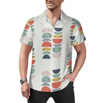 Повседневные рубашки с скандинавским рисунком, рубашка для отдыха в стиле ретро середины века, Гавайские Стильные Блузки, мужской узор 3XL 4XL