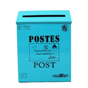 Почтовый ящик для писем, старинный металлический почтовый ящик, устойчивый к ржавчине Почтовый держатель для Outside Blue