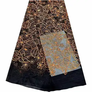 Роскошная африканская шелковая кружевная ткань с вышивкой 3D Glitter 2023 Высококачественная нигерийская кружевная ткань для свадебного платья Материал для шитья своими руками