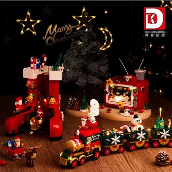 Санта-Клаус Освещение телевизор Поезд Носки Игрушки для сборки мелких частиц Праздничный подарок Игрушки для сборки Рождественских подарков