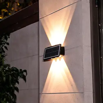 Солнечный Настенный Светильник LED Light Outdoor Waterproof Up And Decoration Lighting Light Теплый Светящийся Пуховый Балконный Светильник Garden Yard B3R3