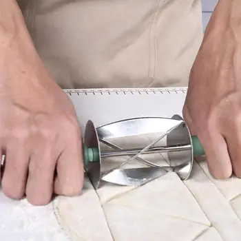 Формочка для круассанов Кухонная для выпечки, валик для раскатки теста из нержавеющей стали, пластиковая ручка, лезвие для раскатки, треугольная форма для теста