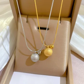 Цепочка из нержавеющей стали, модные простые ожерелья с 2 шариками золотого цвета для женщин, колье со змеиной цепочкой, подарки для подруги