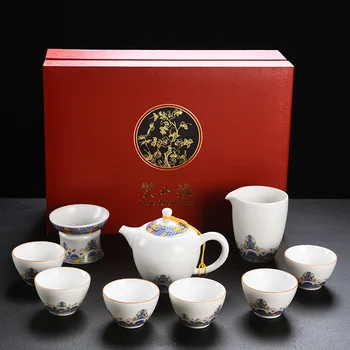 Чайный сервиз из белого фарфора Dehua Suet, нефрит, домашняя гостиная, простая чайная чашка для посетителей в офисе, кунг-фу