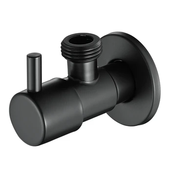 Черный угловой клапан из нержавеющей стали 304, запорный клапан для воды, герметичный, для холодной и горячей воды, общие аксессуары для ванной комнаты