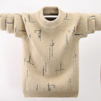 Шерстяной свитер для мальчиков, вязаный крючком, хлопковое вязание 2023, Специальная теплая утепленная зимняя осенняя ветрозащитная одежда для подростков, детская одежда